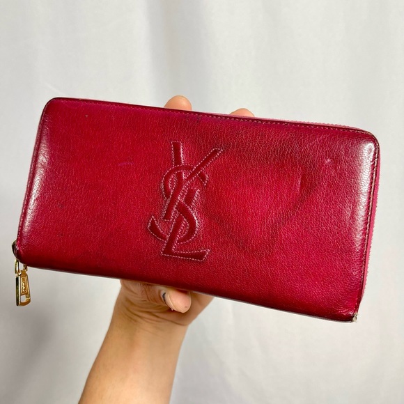 YSL Yves Saint Laurent | fushia leather zip-around long wallet + box - Picture 7 of 11
